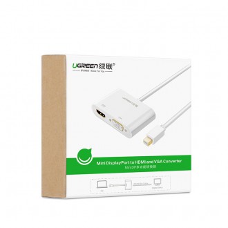 Ugreen HDMI / VGA adapter - mini DisplayPort 4K @ 30 Hz Full HD 1080p white (MD108 10427)