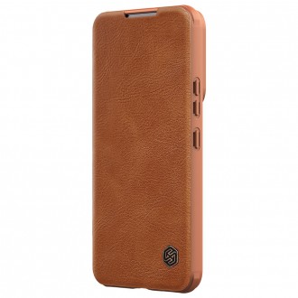 Nillkin Qin Leather Pro Case Case for Samsung Galaxy S22 + (S22 Plus) Camera Protector Holster Cover Flip Cover Brown