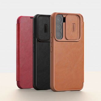 Nillkin Qin Leather Pro Case Case for Samsung Galaxy S22 + (S22 Plus) Camera Protector Holster Cover Flip Cover Brown