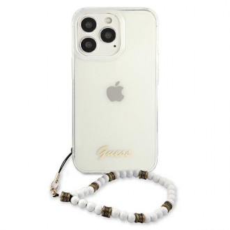 Guess GUHCP13LKPSWH iPhone 13 Pro / 13 6,1&quot; průhledné pevné pouzdro White Pearl