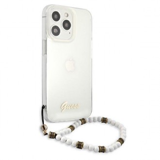 Guess GUHCP13LKPSWH iPhone 13 Pro / 13 6,1&quot; průhledné pevné pouzdro White Pearl