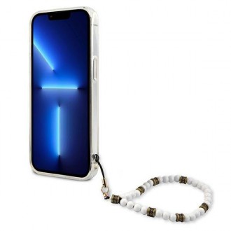 Guess GUHCP13LKPSWH iPhone 13 Pro / 13 6,1&quot; průhledné pevné pouzdro White Pearl