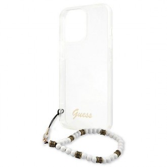 Guess GUHCP13LKPSWH iPhone 13 Pro / 13 6,1&quot; průhledné pevné pouzdro White Pearl