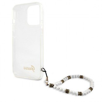 Guess GUHCP13LKPSWH iPhone 13 Pro / 13 6,1&quot; průhledné pevné pouzdro White Pearl