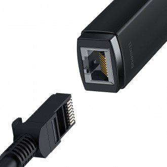 Baseus Lite Series adaptér USB typu A - RJ45 LAN zásuvka 100 Mbps černá (WKQX000001)