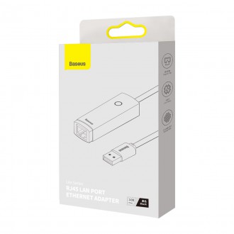 Baseus Lite Series adaptér USB typu A - RJ45 LAN zásuvka 100 Mbps černá (WKQX000001)