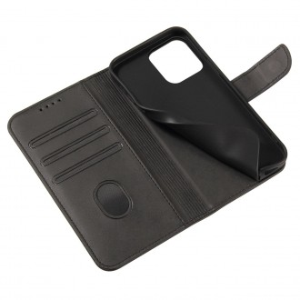 Magnet Case elegant case cover with a flap and stand function iPhone 14 black