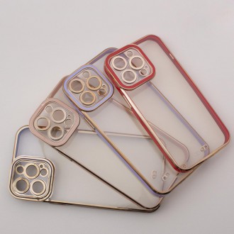 Fashion Case for iPhone 12 Pro Gold Frame Gel Cover White