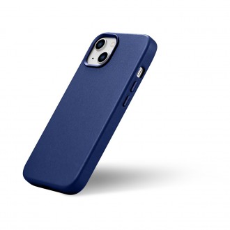 iCarer Case Leather cover for iPhone 14 Plus genuine leather case blue (compatible with MagSafe)