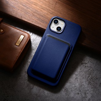 iCarer Case Leather cover for iPhone 14 Plus genuine leather case blue (compatible with MagSafe)