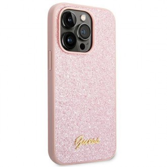 Guess GUHCP14XHGGSHP iPhone 14 Pro Max 6,7" różowy/pink hard case Glitter Script