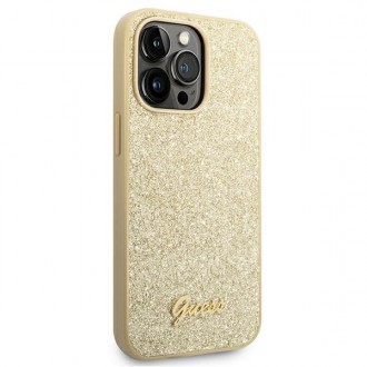 Guess GUHCP14LHGGSHD iPhone 14 Pro 6,1" złoty/gold hard case Glitter Script