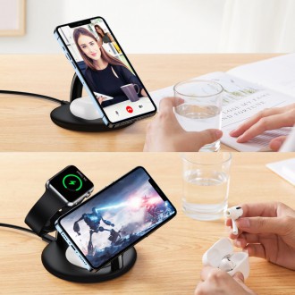 Choetech 3v1 indukční nabíjecí stanice iPhone 12/13/14, AirPods Pro, Apple Watch černé (T587-F)