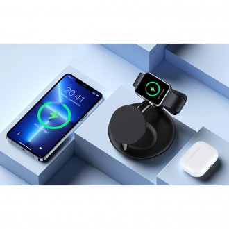 Choetech 3v1 indukční nabíjecí stanice iPhone 12/13/14, AirPods Pro, Apple Watch černé (T587-F)