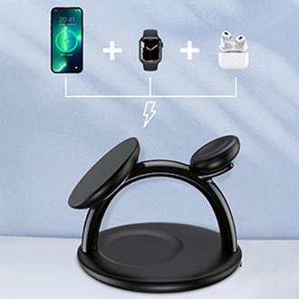 Choetech 3v1 indukční nabíjecí stanice iPhone 12/13/14, AirPods Pro, Apple Watch černé (T587-F)