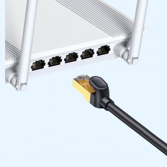 Baseus Speed Seven síťový kabel RJ45 10Gbps 0,5m černý (WKJS010001)