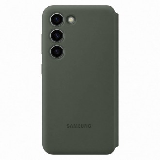 Pouzdro Samsung Smart View Wallet pro Samsung Galaxy S23 Case with Smart Flip Window Card Wallet khaki (EF-ZS911CGEGWW)