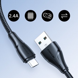 Joyroom USB kabel – micro USB 2.4A řady Surpass pro rychlé nabíjení a přenos dat 0,25 m černý (S-UM018A11)