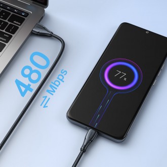 Joyroom USB kabel – micro USB 2.4A řady Surpass pro rychlé nabíjení a přenos dat 0,25 m černý (S-UM018A11)