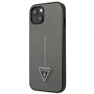 Guess GUHCP14SPSATLG iPhone 14 6.1 &quot;silver / silver hardcase SaffianoTriangle Logo