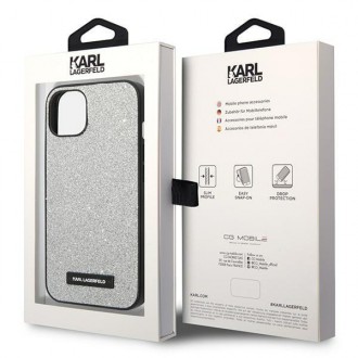 Karl Lagerfeld KLHCP14MG2ELS iPhone 14 Plus 6.7 &quot;hardcase silver / silver Glitter Plaque Logo