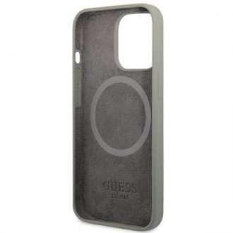 Guess GUHMP13XSPLG iPhone 13 Pro Max 6,7&quot; šedý/šedý pevný obal Silikonová deska s logem MagSafe