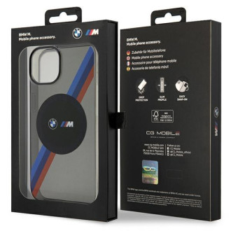 Pouzdro BMW BMHMP14SHDTK iPhone 14 6,1&quot; šedá/šedá Tricolor Stripes MagSafe