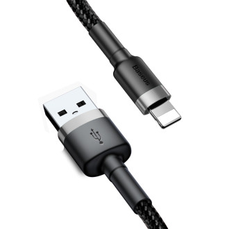 Baseus Cafule Cable odolný nylonový kabel USB / Lightning QC3.0 2.4A 1M černo-šedý (CALKLF-BG1)