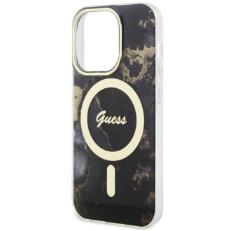 Guess GUHMP14XHTMRSK iPhone 14 Pro Max 6,7&quot; černo/černý pevný obal Golden Marble MagSafe