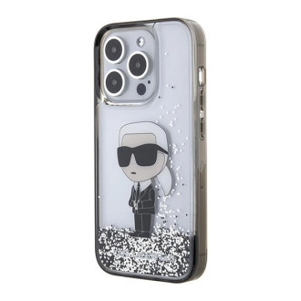 Pouzdro Karl Lagerfeld Liquid Glitter Ikonik pro iPhone 15 Pro Max - průhledné