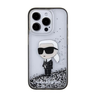 Pouzdro Karl Lagerfeld Liquid Glitter Ikonik pro iPhone 15 Pro Max - průhledné