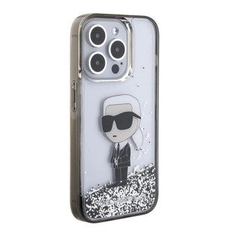 Pouzdro Karl Lagerfeld Liquid Glitter Ikonik pro iPhone 15 Pro Max - průhledné