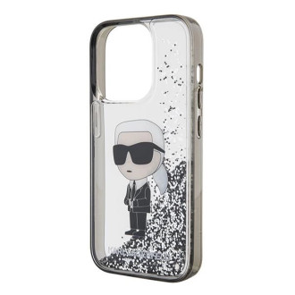 Pouzdro Karl Lagerfeld Liquid Glitter Ikonik pro iPhone 15 Pro Max - průhledné