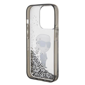 Pouzdro Karl Lagerfeld Liquid Glitter Ikonik pro iPhone 15 Pro Max - průhledné