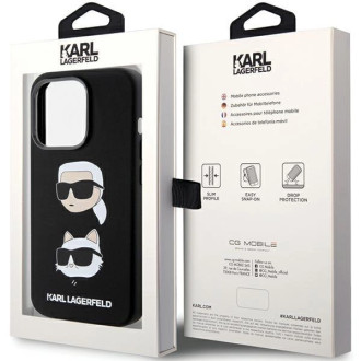 Karl Lagerfeld silikonové pouzdro Karl&amp;Choupette Head pro iPhone 15 Pro Max - černé