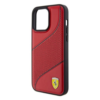 Pouzdro Ferrari Perforated Waves Metal Logo pro iPhone 15 Pro - červené