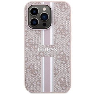 Guess 4G Printed Stripes MagSafe pouzdro pro iPhone 15 Pro Max - růžové