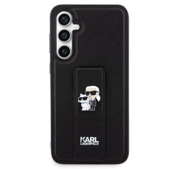 Karl Lagerfeld Gripstand Pouzdro Saffiano Karl&Choupette Pins pro Samsung Galaxy S23 FE - černé