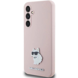 Karl Lagerfeld silikonové pouzdro Choupette Metal Pin pro Samsung Galaxy S23 FE - růžové