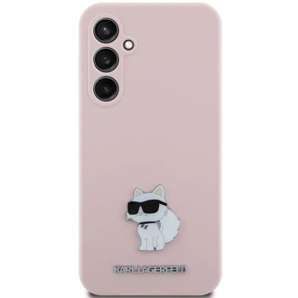 Karl Lagerfeld silikonové pouzdro Choupette Metal Pin pro Samsung Galaxy S23 FE - růžové