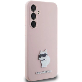 Karl Lagerfeld silikonové pouzdro Choupette Metal Pin pro Samsung Galaxy S23 FE - růžové