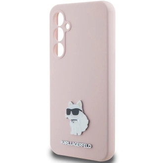 Karl Lagerfeld silikonové pouzdro Choupette Metal Pin pro Samsung Galaxy S23 FE - růžové