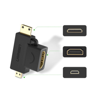 Ugreen adapter HDMI Type A (female) to mini HDMI (male) / micro HDMI (male) black (20144)