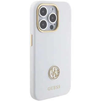 Guess silikonové pouzdro Logo Strass 4G pro iPhone 15 Pro Max - bílé