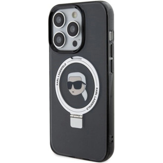 Karl Lagerfeld KLHMP15LHMRSKHK iPhone 15 Pro 6,1&quot; černo/černé pevné pouzdro Ring Stand Karl Head MagSafe