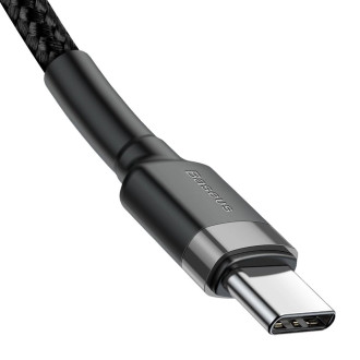 Baseus Cafule Cable odolný nylonový kabel USB-C PD / USB-C PD PD2.0 60W 20V 3A QC3.0 1M černo-šedý (CATKLF-GG1)