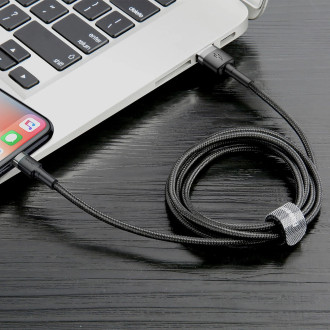 Baseus Cafule Cable odolný nylonový kabel USB / Lightning QC3.0 2.4A 1M černo-šedý (CALKLF-BG1)