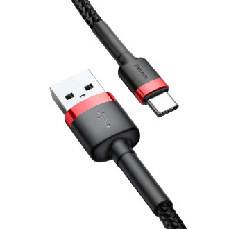 Baseus Cafule Cable odolný nylonový kabel USB / USB-C QC3.0 3A 1M černo-červený (CATKLF-B91)