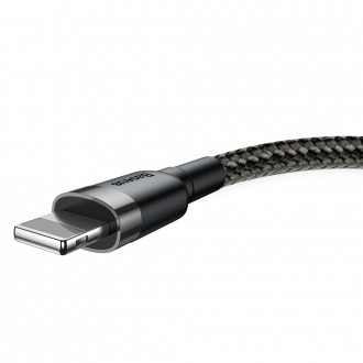 Baseus Cafule Cable odolný nylonový kabel USB / Lightning QC3.0 2.4A 1M černo-šedý (CALKLF-BG1)