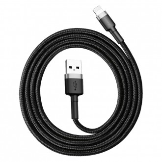 Baseus Cafule Cable odolný nylonový kabel USB / Lightning QC3.0 2.4A 1M černo-šedý (CALKLF-BG1)